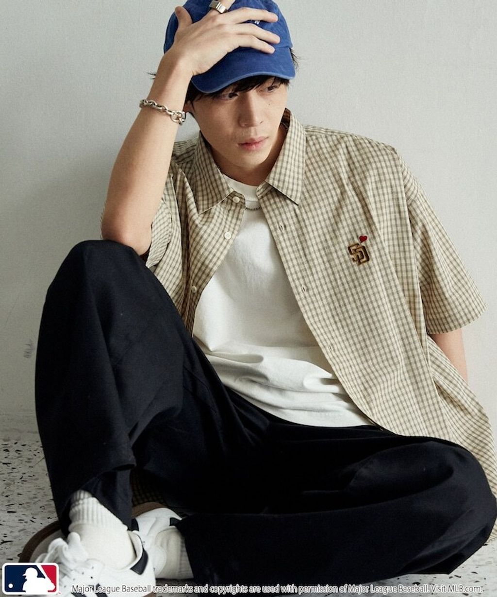 MLB x PUBLUX 刺繡logo寬版短袖襯衫_17