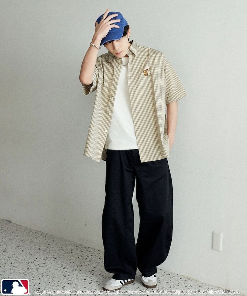 MLB x PUBLUX 刺繡logo寬版短袖襯衫_18