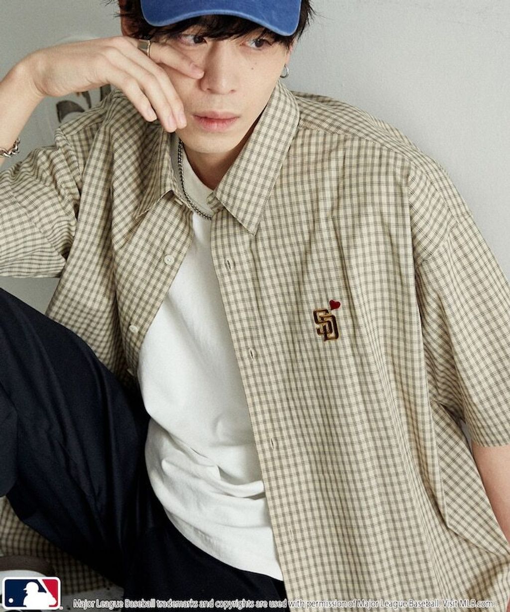 MLB x PUBLUX 刺繡logo寬版短袖襯衫_21