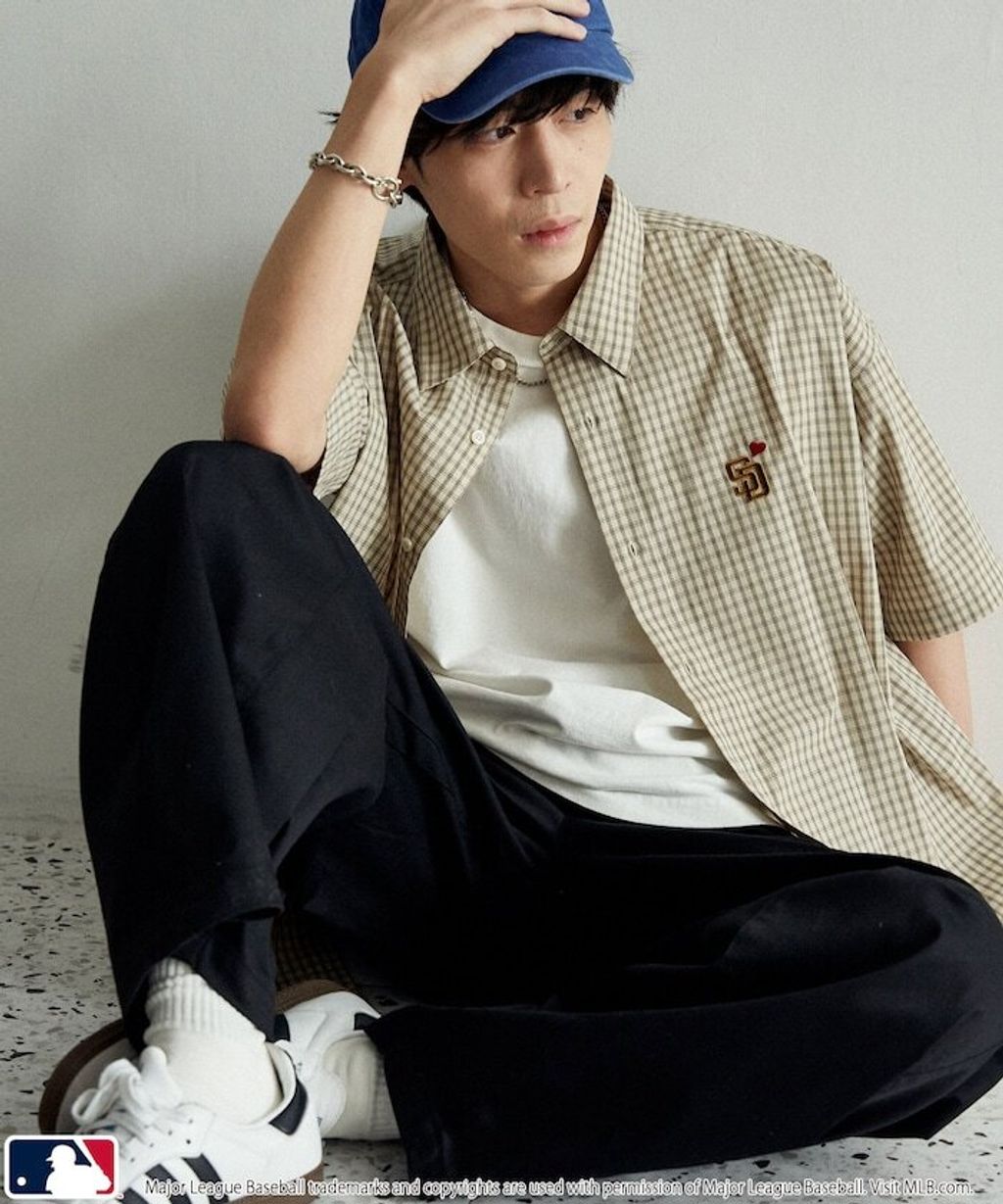 MLB x PUBLUX 刺繡logo寬版短袖襯衫_22