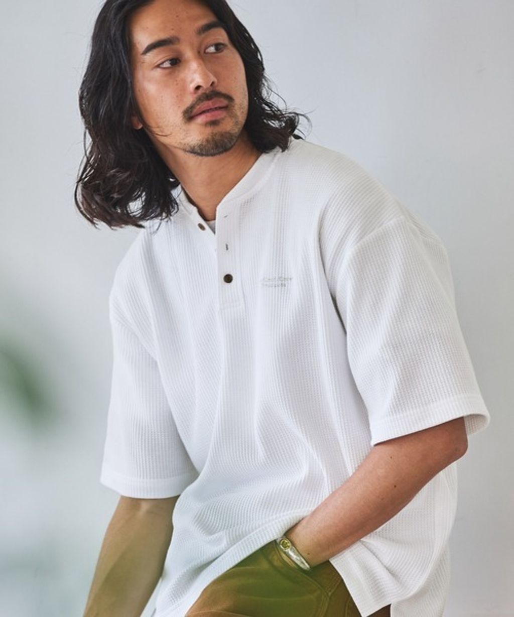 【THE CRAFT CREW PRODUCTS】ファンクショナルファブリック ロゴ刺繍 ビッグシルエットヘンリーネック ワッフル 半袖Tシャツ  抗菌・防臭_5