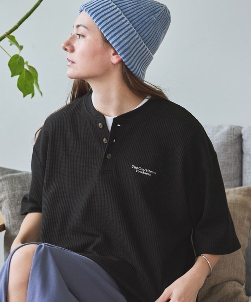 【THE CRAFT CREW PRODUCTS】ファンクショナルファブリック ロゴ刺繍 ビッグシルエットヘンリーネック ワッフル 半袖Tシャツ  抗菌・防臭_29
