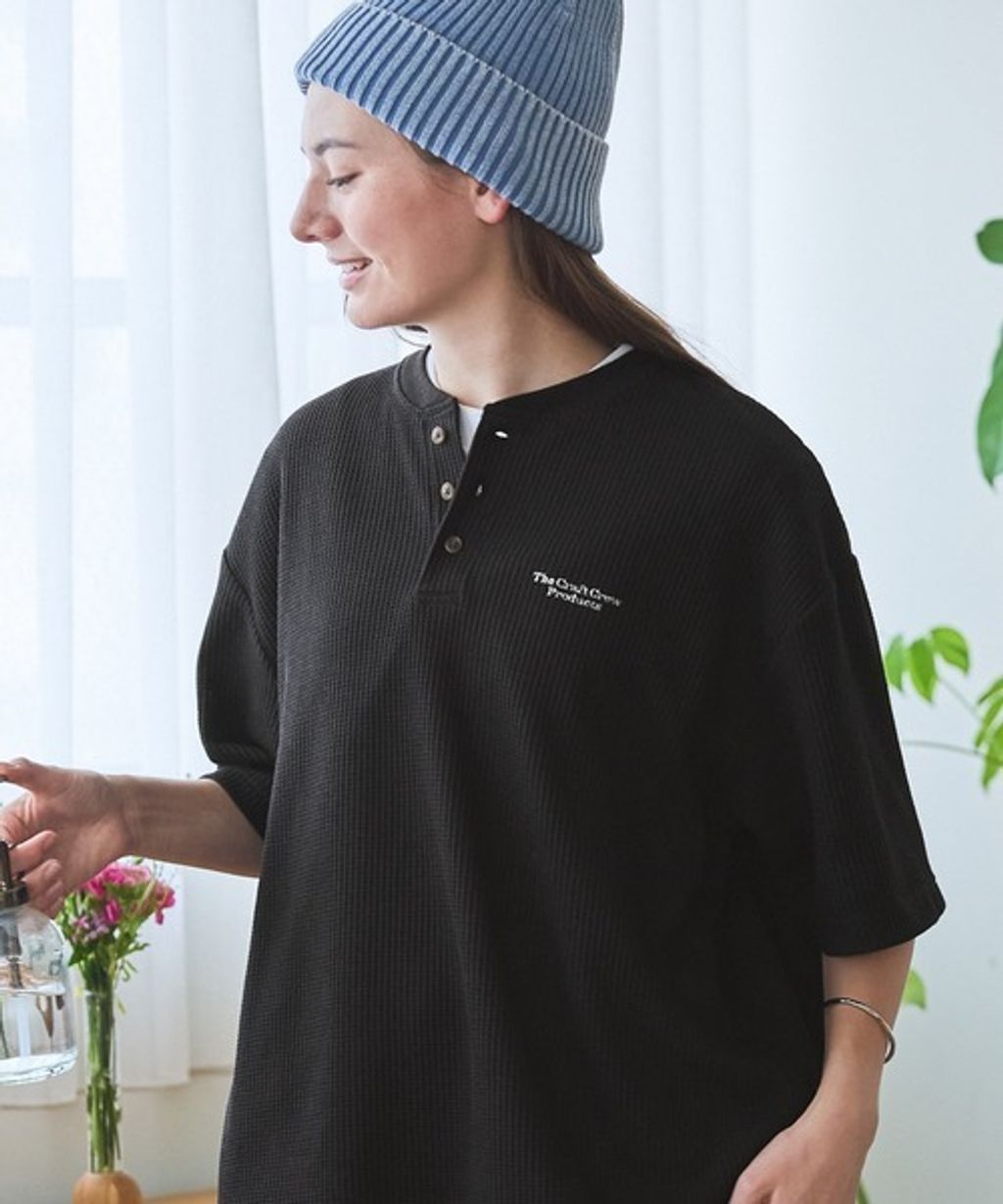 【THE CRAFT CREW PRODUCTS】ファンクショナルファブリック ロゴ刺繍 ビッグシルエットヘンリーネック ワッフル 半袖Tシャツ  抗菌・防臭_30