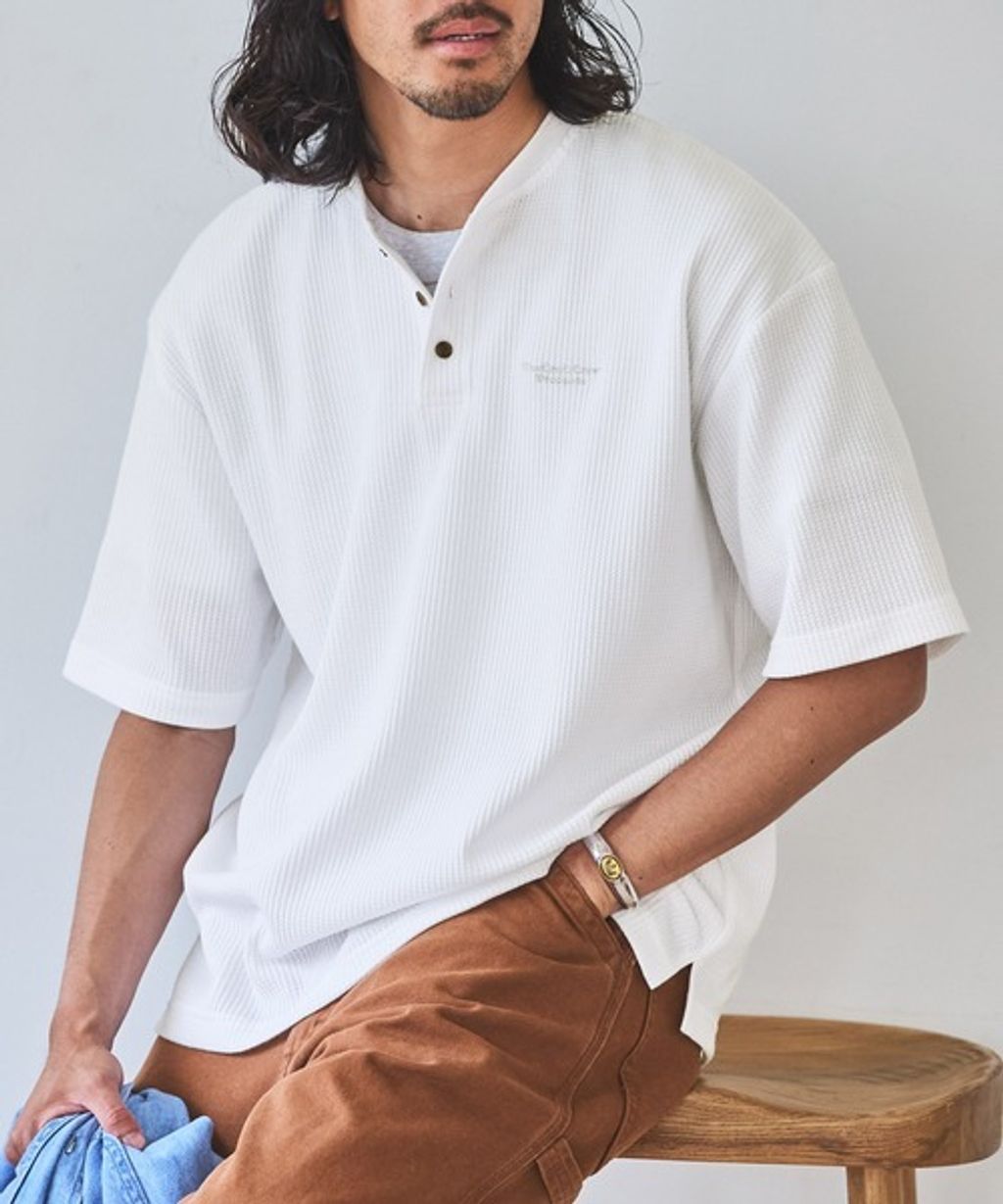 【THE CRAFT CREW PRODUCTS】ファンクショナルファブリック ロゴ刺繍 ビッグシルエットヘンリーネック ワッフル 半袖Tシャツ  抗菌・防臭_22
