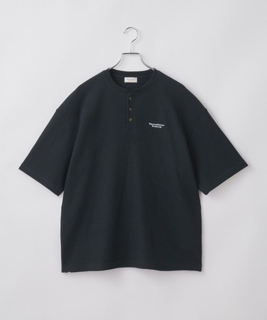【THE CRAFT CREW PRODUCTS】ファンクショナルファブリック ロゴ刺繍 ビッグシルエットヘンリーネック ワッフル 半袖Tシャツ  抗菌・防臭_63