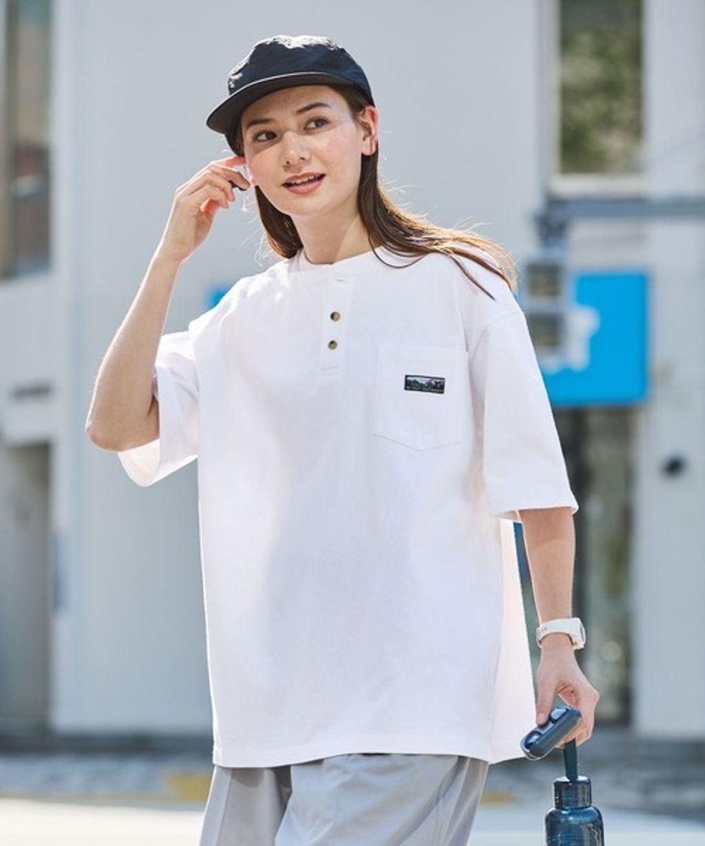 【THE CRAFT CREW PRODUCTS】ヘビーウェイトファンクショナルファブリック ビッグシルエット ヘンリーネックポケット半袖Tシャツ  抗菌・防臭_132
