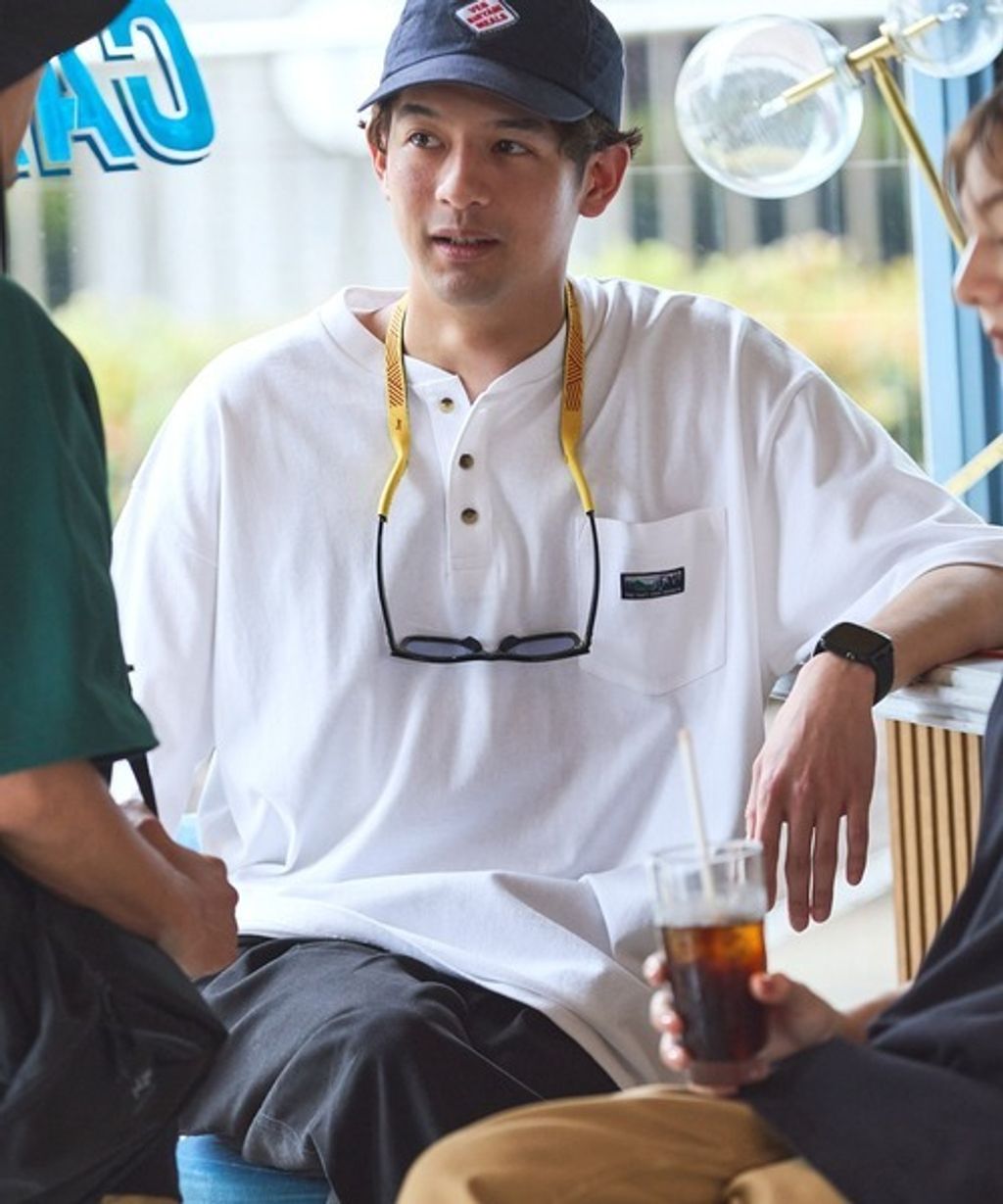 【THE CRAFT CREW PRODUCTS】ヘビーウェイトファンクショナルファブリック ビッグシルエット ヘンリーネックポケット半袖Tシャツ  抗菌・防臭_128