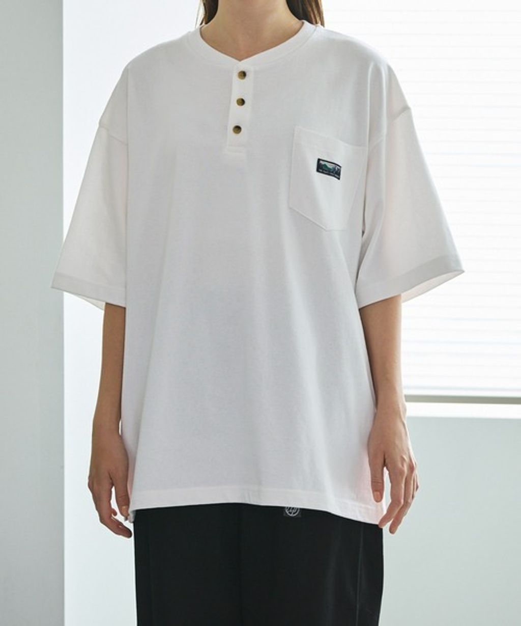 【THE CRAFT CREW PRODUCTS】ヘビーウェイトファンクショナルファブリック ビッグシルエット ヘンリーネックポケット半袖Tシャツ  抗菌・防臭_151