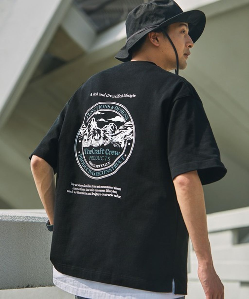 【THE CRAFT CREW PRODUCTS】ヘビーウェイトファンクショナルファブリック ビッグシルエット バックプリントクルーネック半袖Tシャツ  抗菌・防臭_24