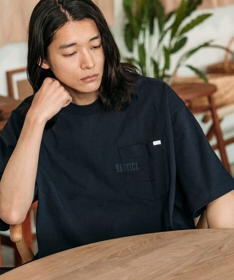 NAUTICA 高磅隱藏logo口袋短袖上衣_5