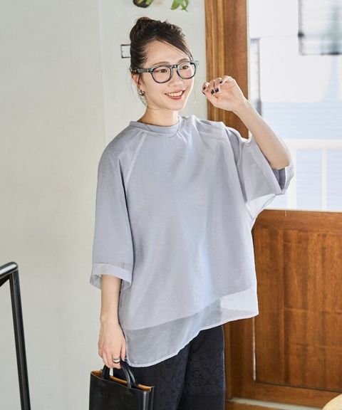 FREAKS STORE 歐根紗拼接落肩短袖_11