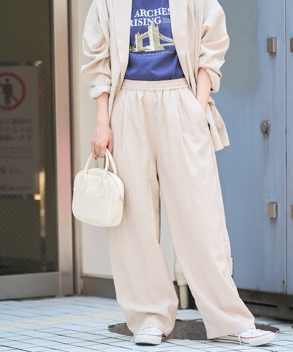 FREAKS STORE 接觸涼感打摺弧形休閒長褲_2