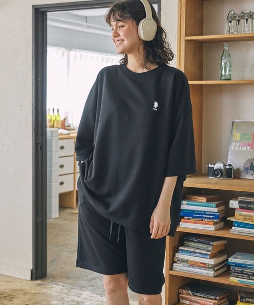 U.S. POLO ASSN. oversize落肩素色七分袖上衣_44