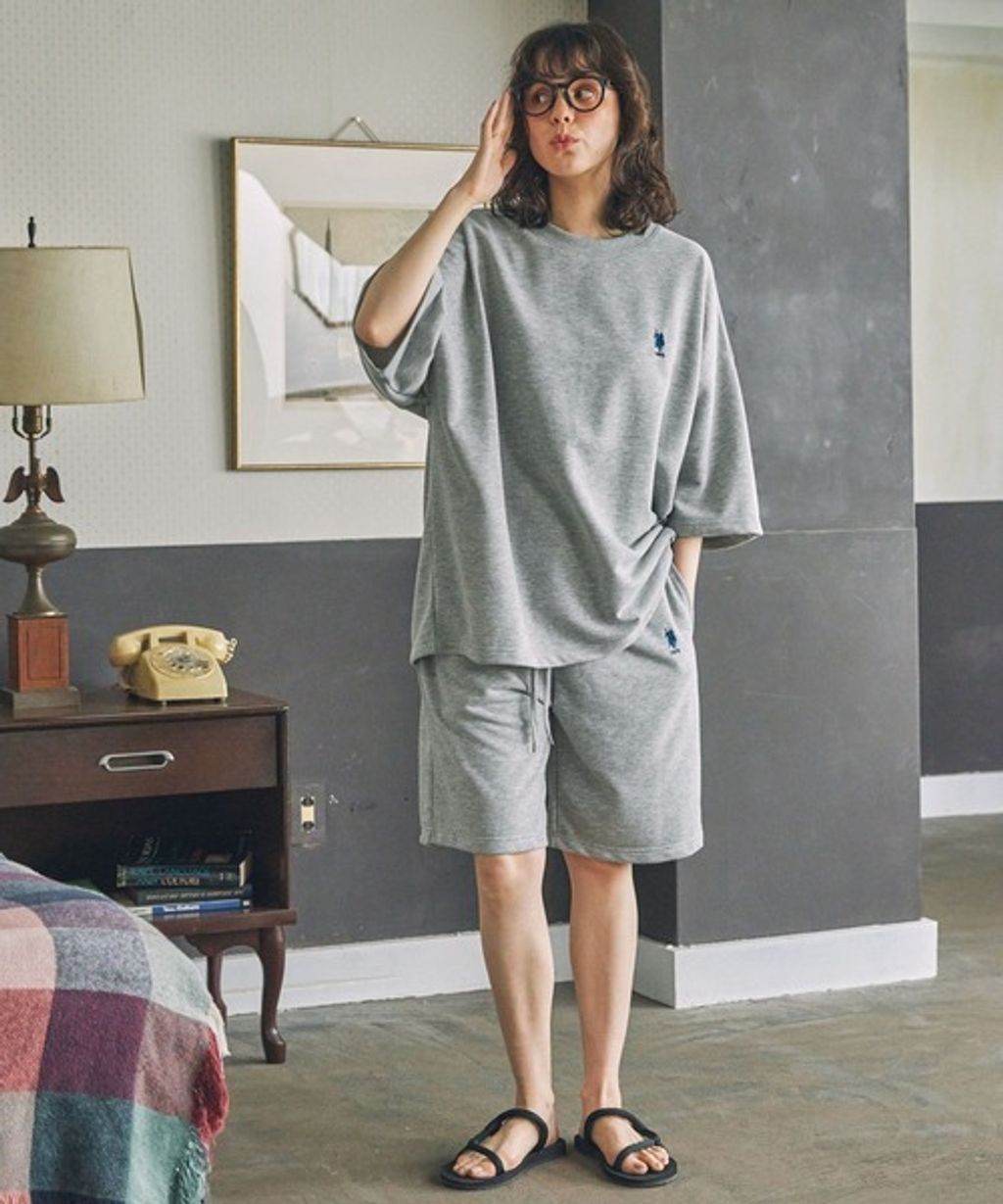 U.S. POLO ASSN. oversize落肩素色七分袖上衣_66