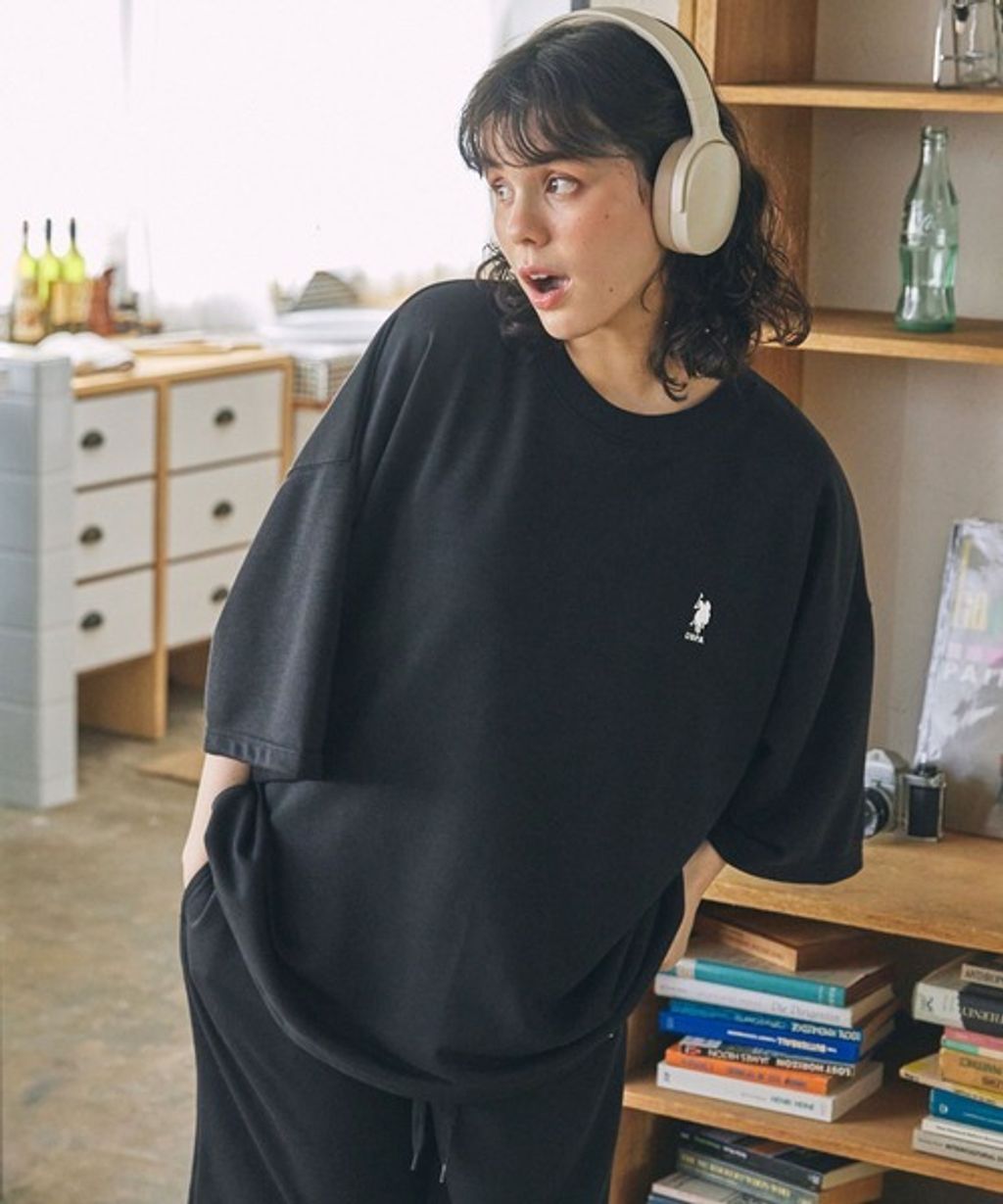 U.S. POLO ASSN. oversize落肩素色七分袖上衣_52
