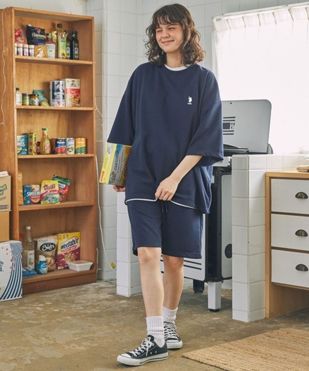 U.S. POLO ASSN. oversize落肩素色七分袖上衣_28