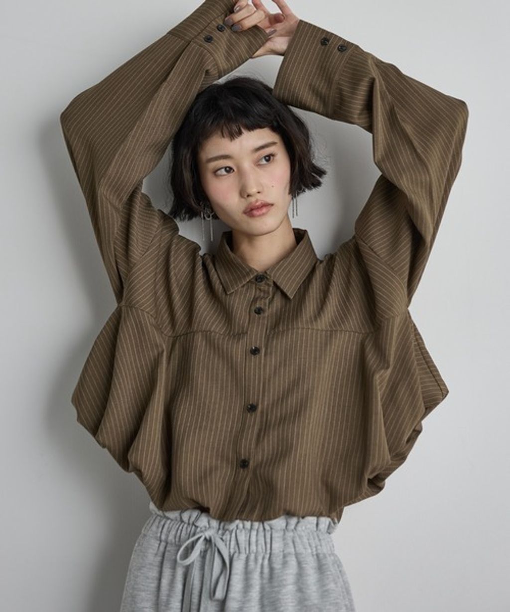 THE YOn 燈籠下擺條紋襯衫_10