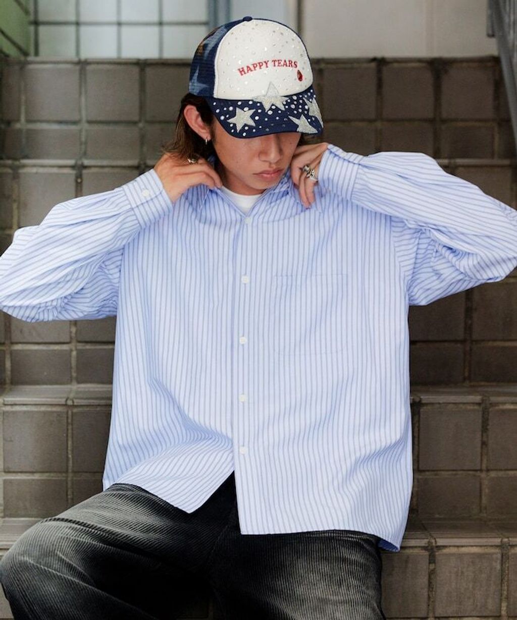 MR HEARTS × FREAKS STORE 標準領條紋Boxy Fit剪裁長袖襯衫_28