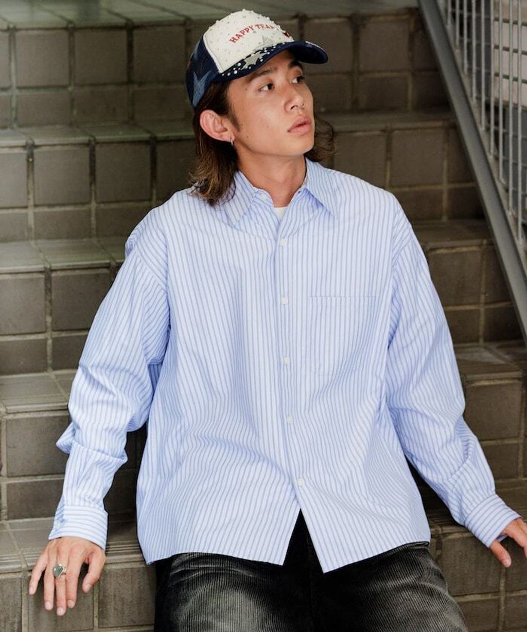 MR HEARTS × FREAKS STORE 標準領條紋Boxy Fit剪裁長袖襯衫_29