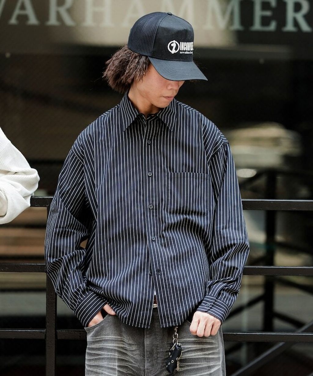 MR HEARTS × FREAKS STORE 標準領條紋Boxy Fit剪裁長袖襯衫_23