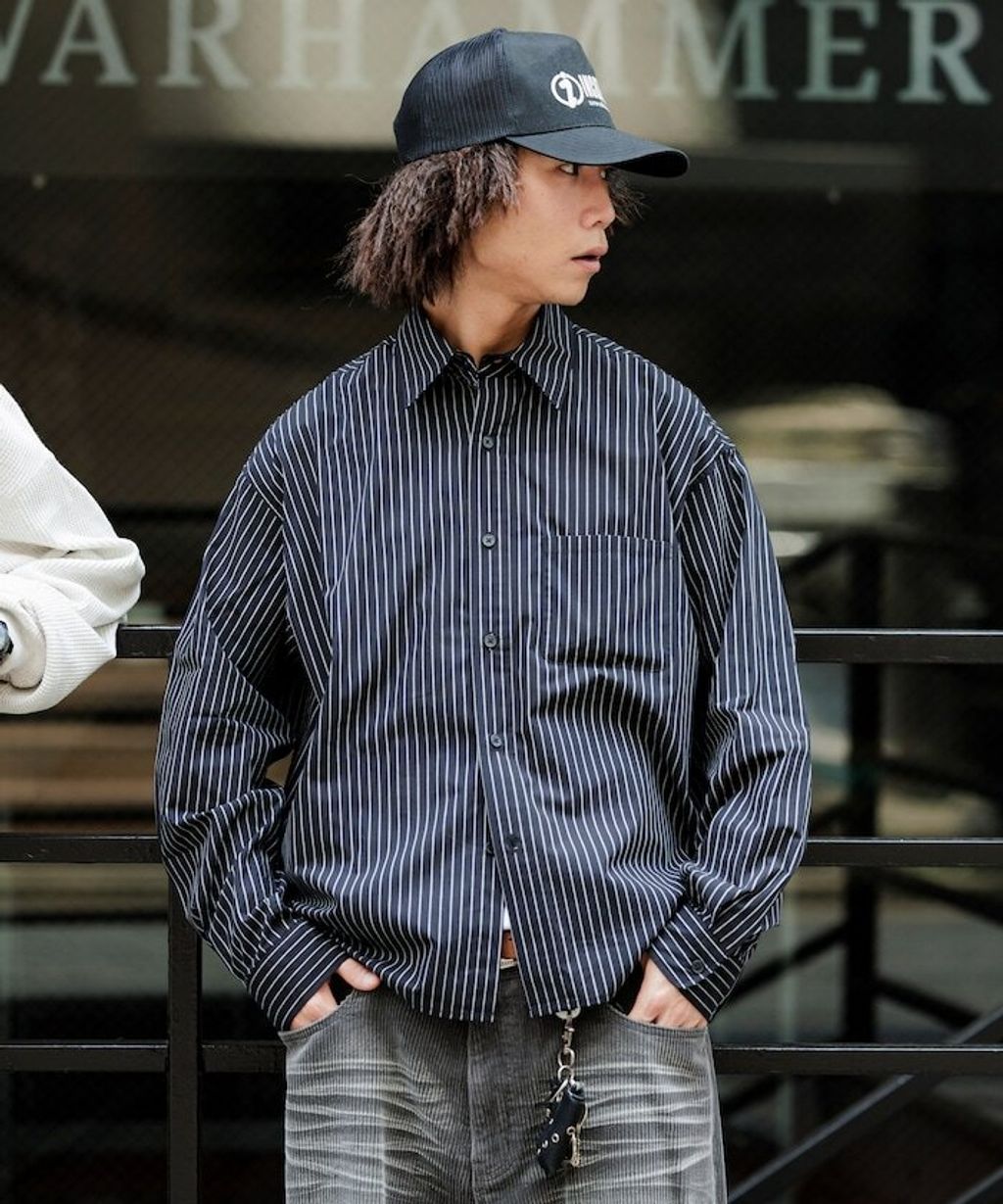 MR HEARTS × FREAKS STORE 標準領條紋Boxy Fit剪裁長袖襯衫_22