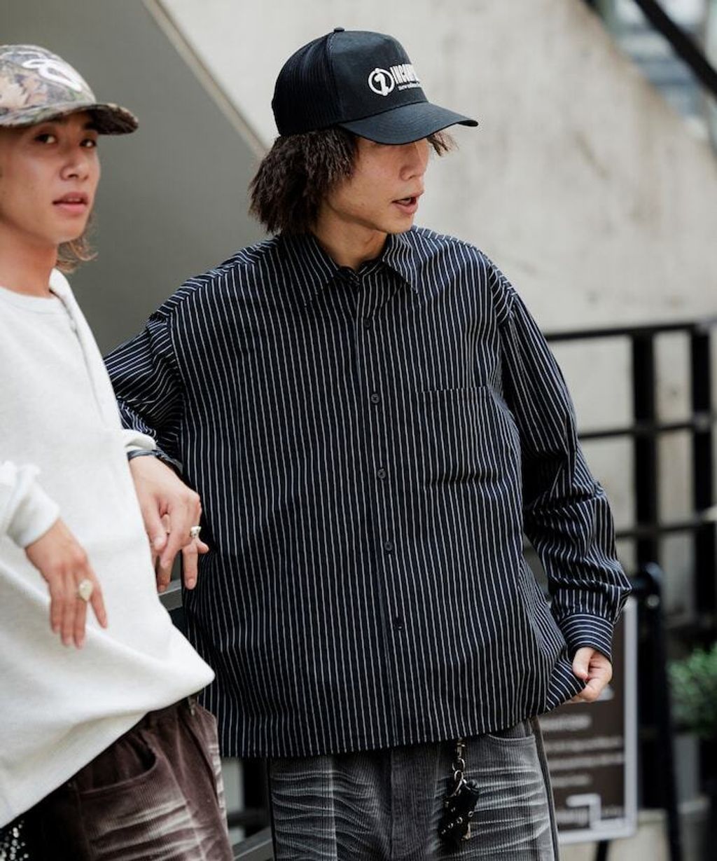 MR HEARTS × FREAKS STORE 標準領條紋Boxy Fit剪裁長袖襯衫_19