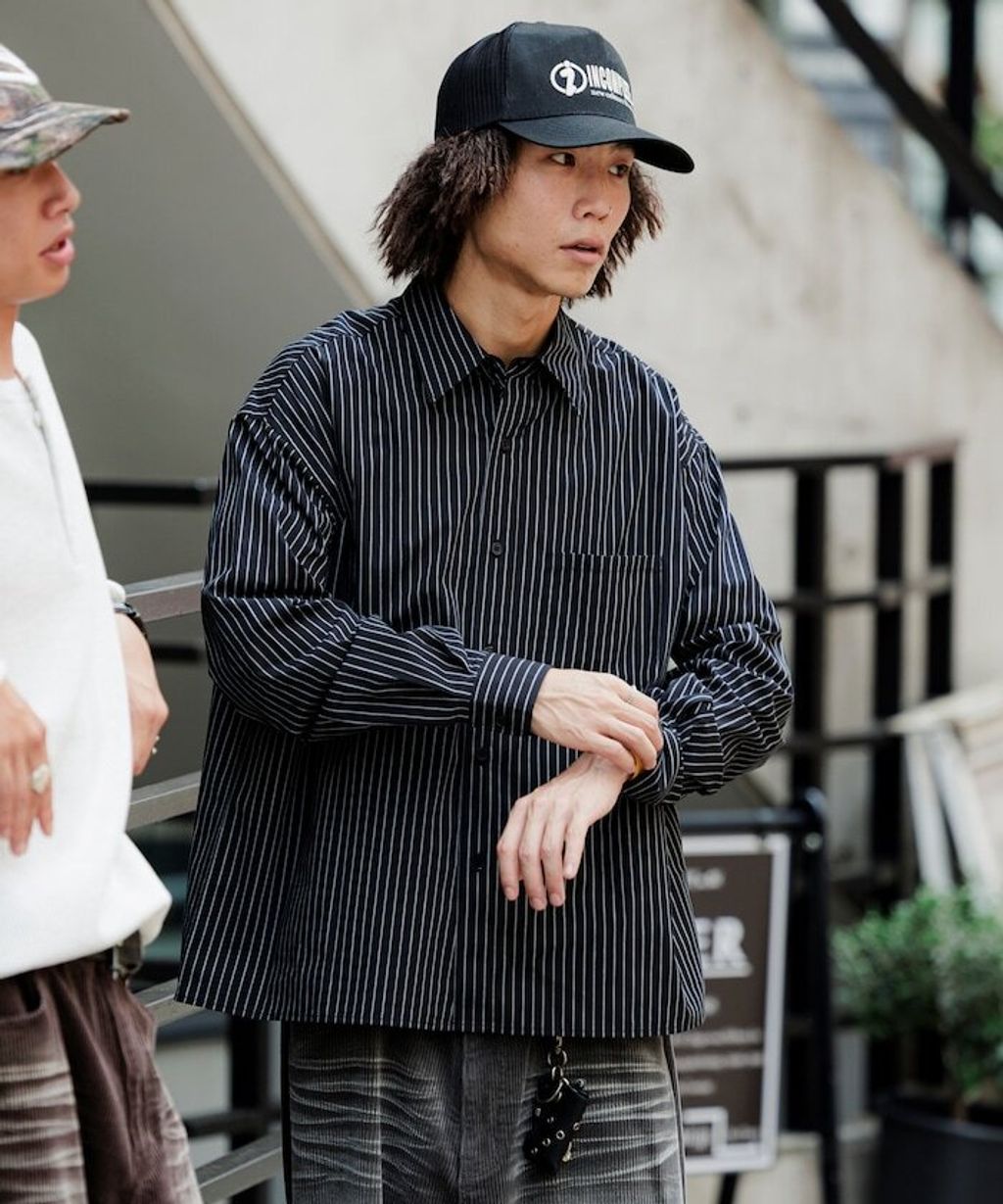 MR HEARTS × FREAKS STORE 標準領條紋Boxy Fit剪裁長袖襯衫_21