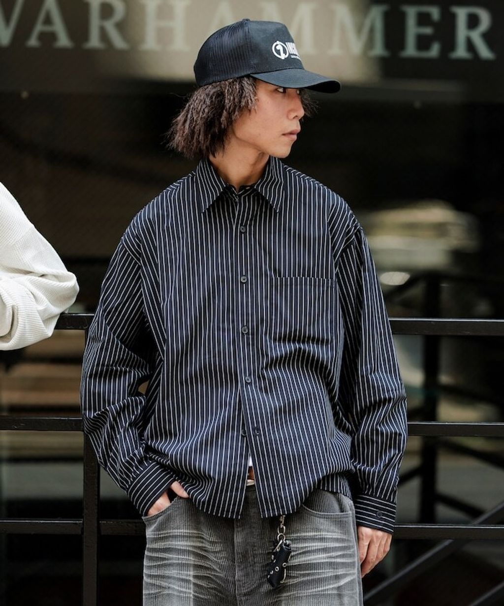 MR HEARTS × FREAKS STORE 標準領條紋Boxy Fit剪裁長袖襯衫_24