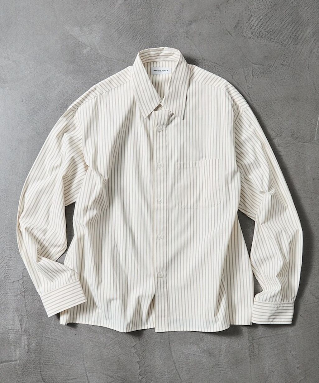 MR HEARTS × FREAKS STORE 標準領條紋Boxy Fit剪裁長袖襯衫_4