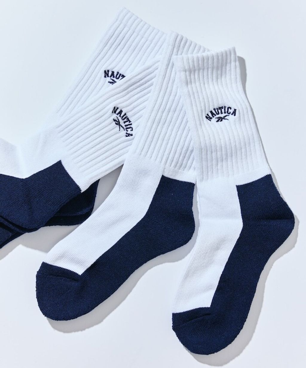 Reebok×NAUTICA 一套三入刺繡logo螺紋襪(男款)_1