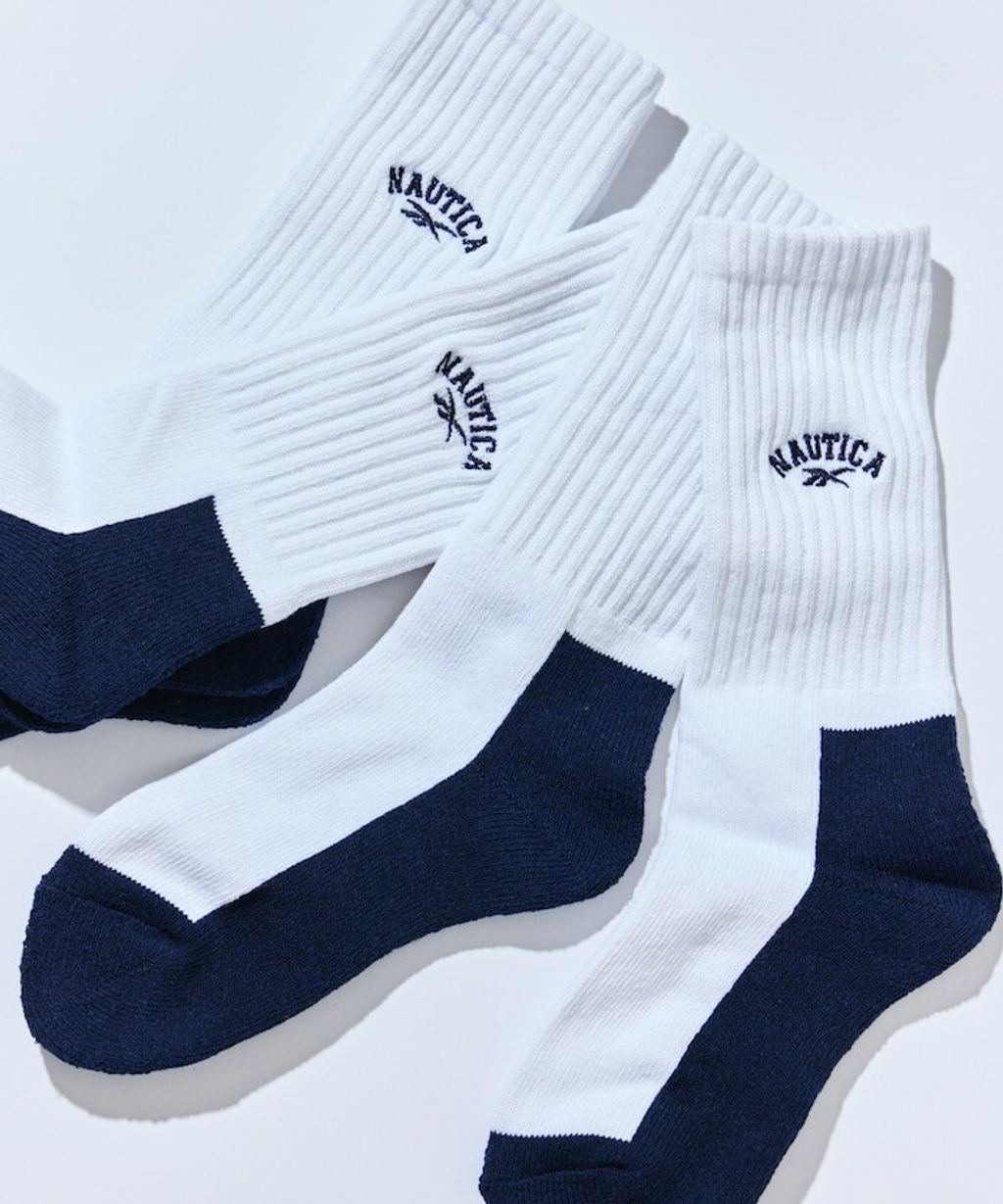 Reebok×NAUTICA 一套三入刺繡logo螺紋襪(女款)_6