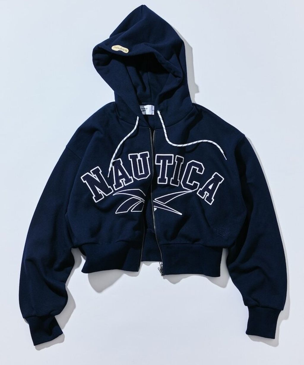 Reebok×NAUTICA 490g高磅刺繡Logo拉鍊短版連帽外套_2