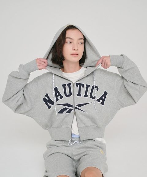 Reebok×NAUTICA 490g高磅刺繡Logo拉鍊短版連帽外套_5