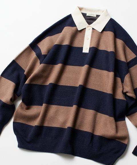 FREAKS STORE 寬鬆版型粗條紋針織POLO衫_10
