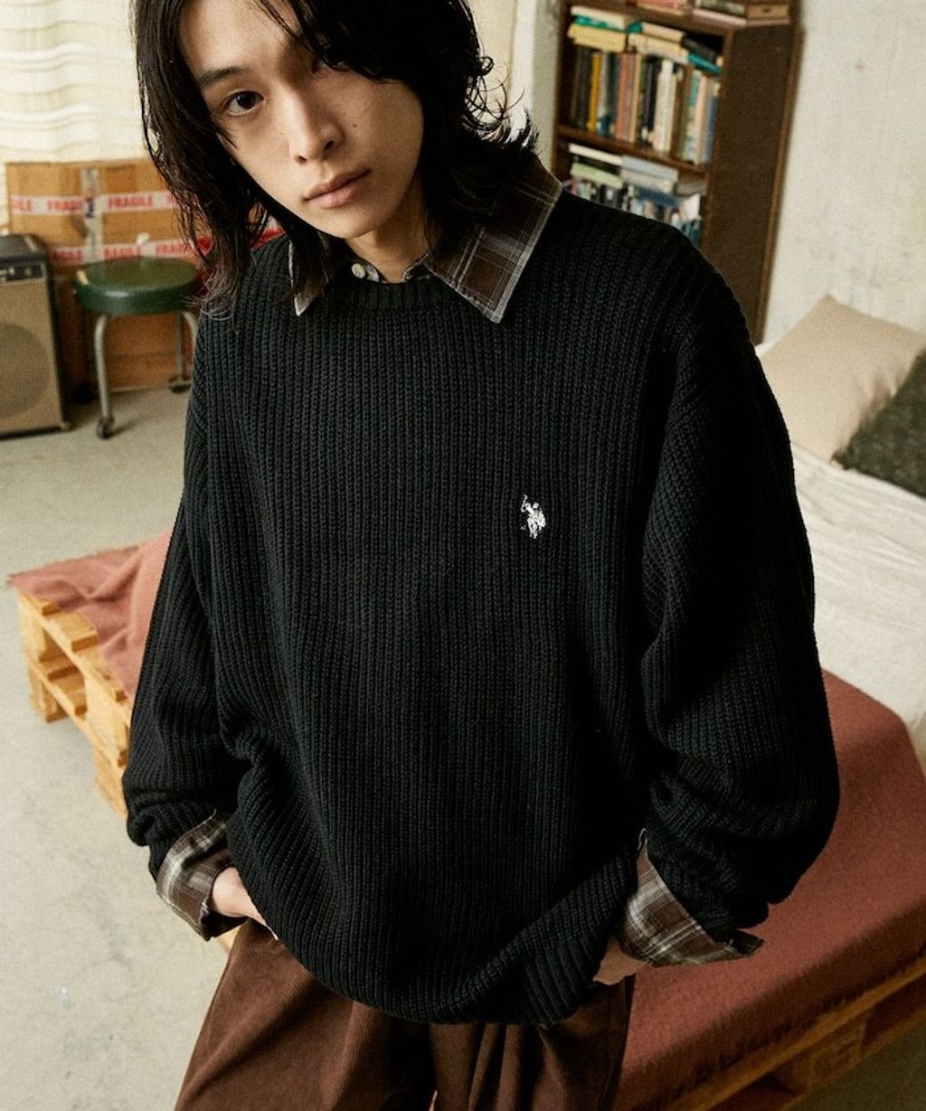 U.S. POLO ASSN. 畦編織刺繡logo圓領針織衫_6