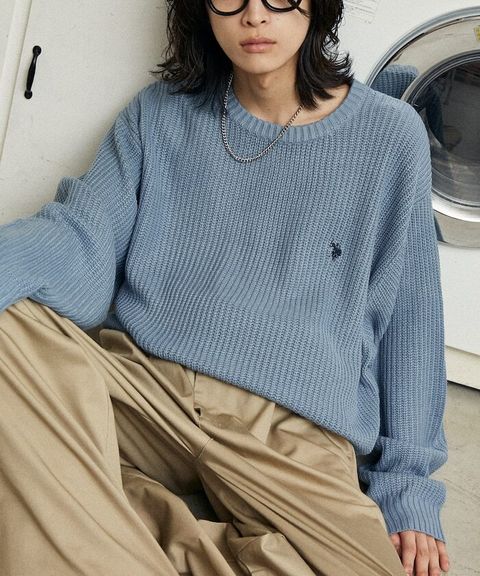 U.S. POLO ASSN. 畦編織刺繡logo圓領針織衫_3