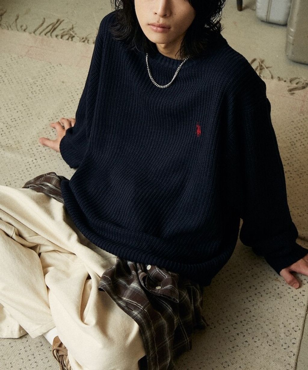 U.S. POLO ASSN. 畦編織刺繡logo圓領針織衫_4