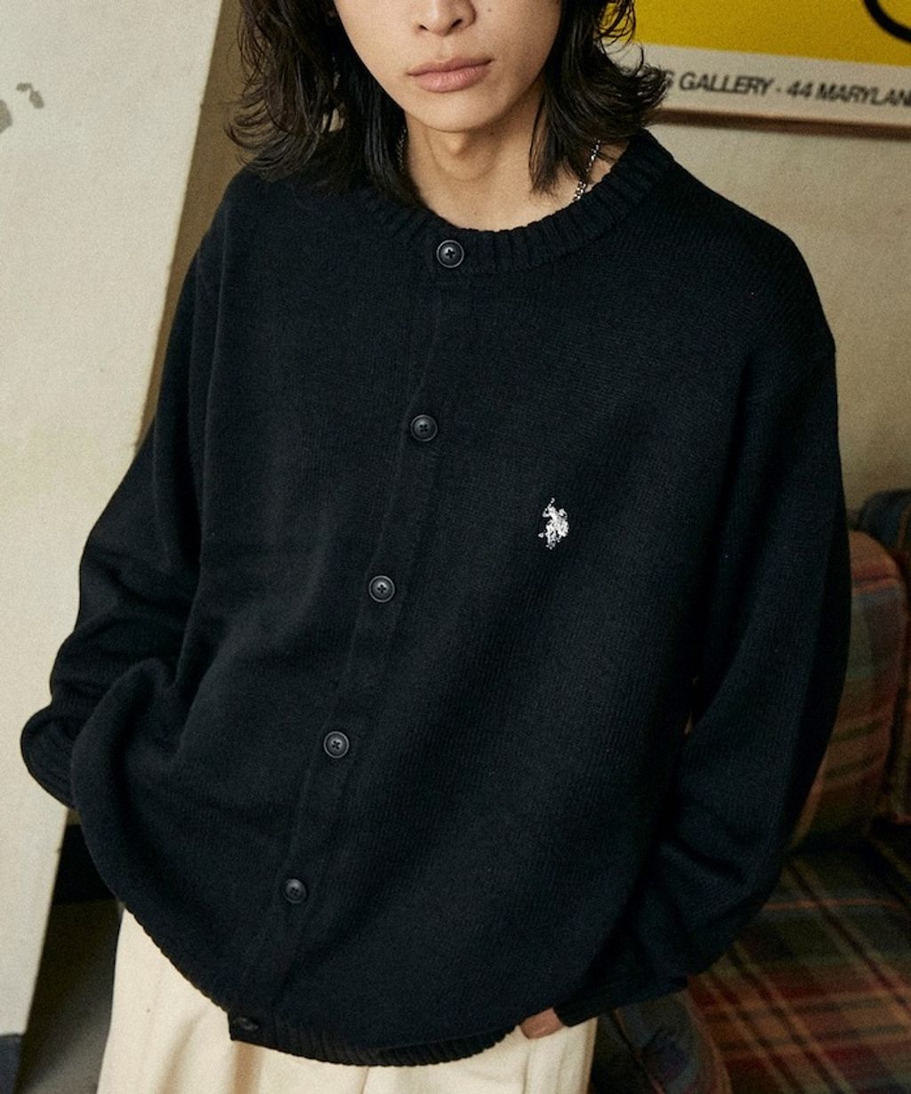 U.S. POLO ASSN. 刺繡logo圓領針織開襟衫_3