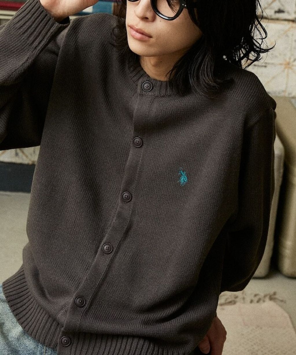 U.S. POLO ASSN. 刺繡logo圓領針織開襟衫_2
