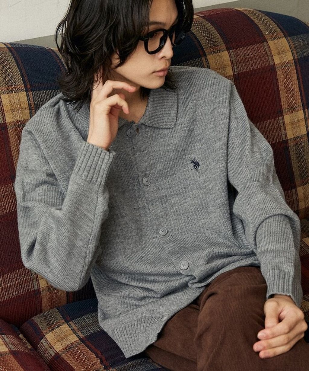 U.S. POLO ASSN. polo領刺繡logo針織開襟衫_1