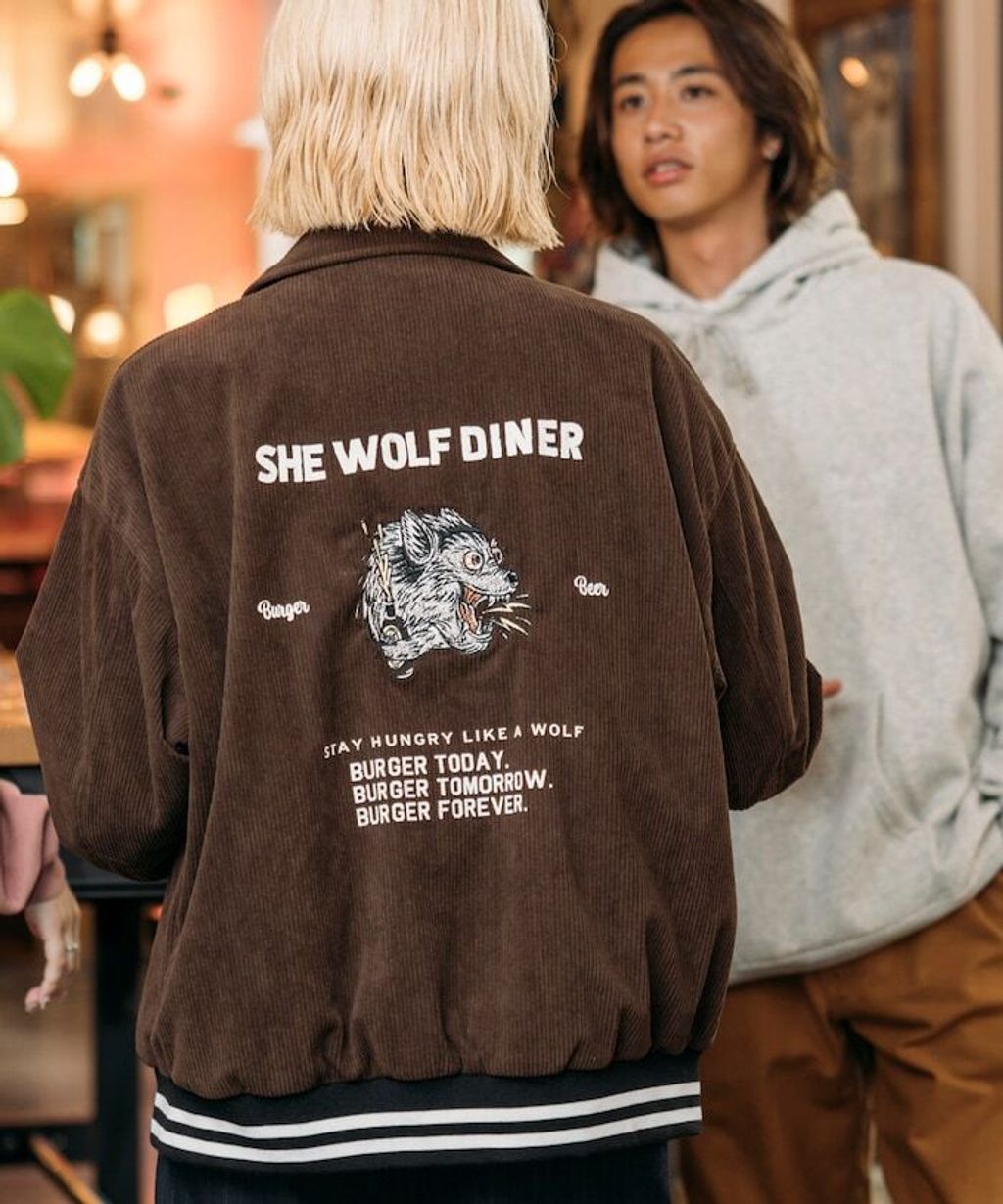 SHE WOLF DINER×FREAKS STORE 聯名燈芯絨教練外套(WOLF)_2