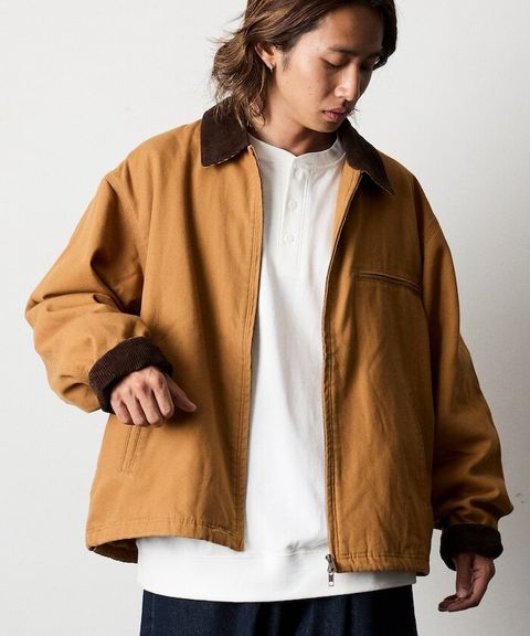 FREAKS STORE 寬版燈芯絨領拼接鴨絨工裝外套_3