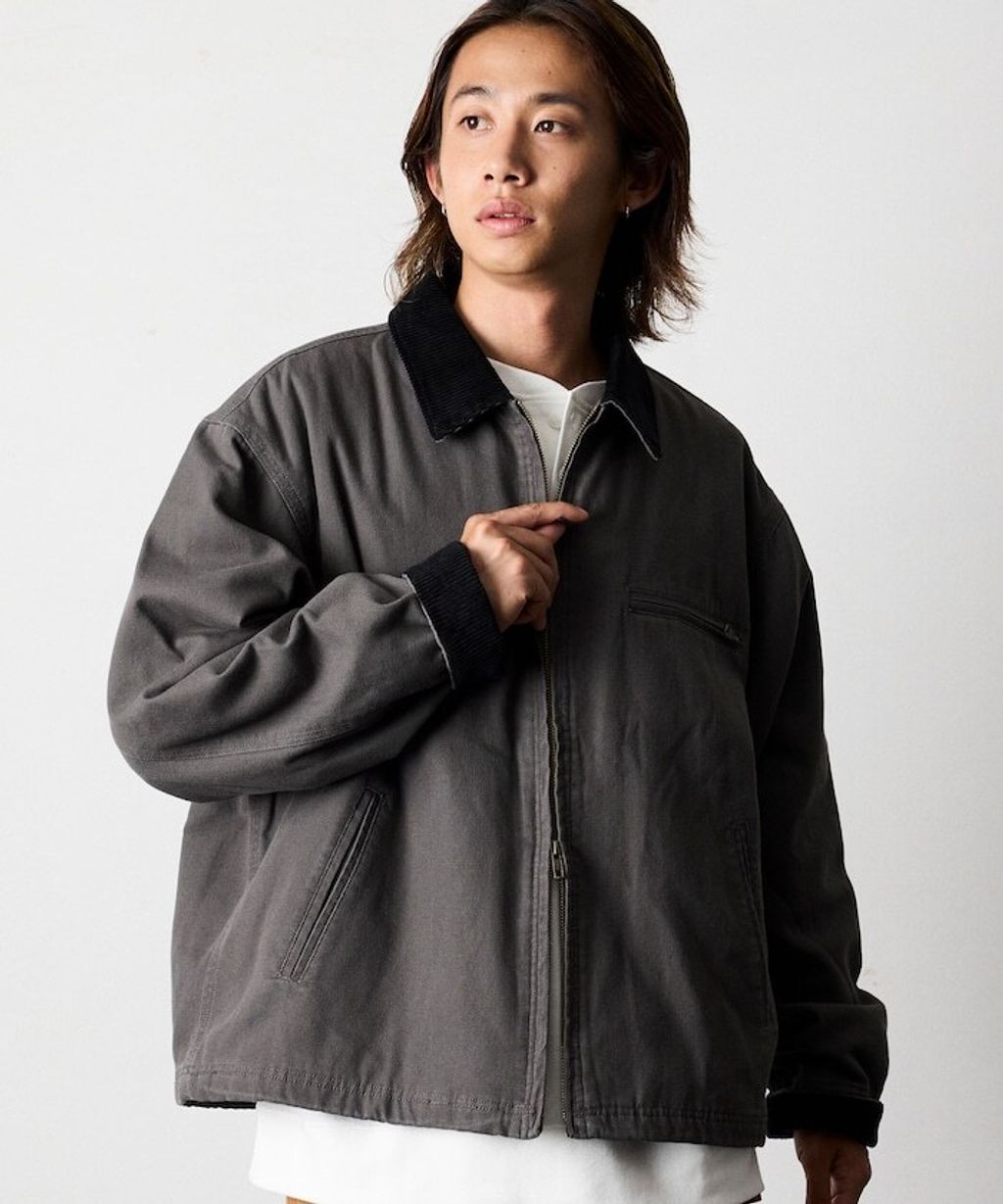 FREAKS STORE 寬版燈芯絨領拼接鴨絨工裝外套_1