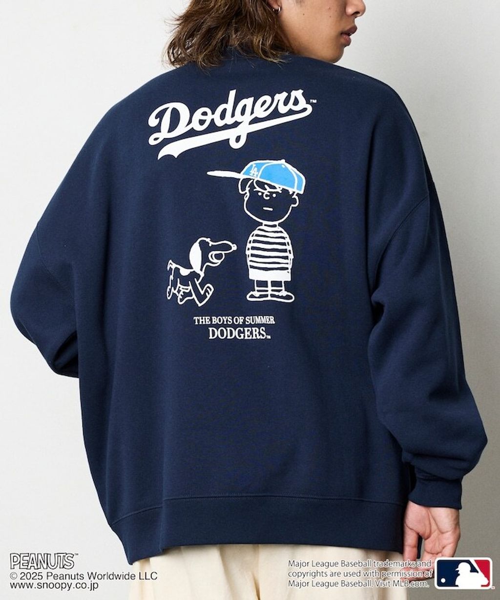 PEANUT × FREAKS STORE x MLB 三方聯名內裡刷毛大學T(道奇隊)_3