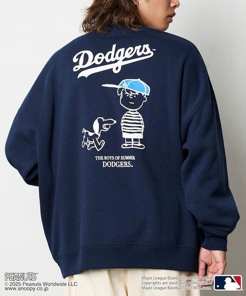 PEANUT × FREAKS STORE x MLB 三方聯名內裡刷毛大學T(道奇隊)_3