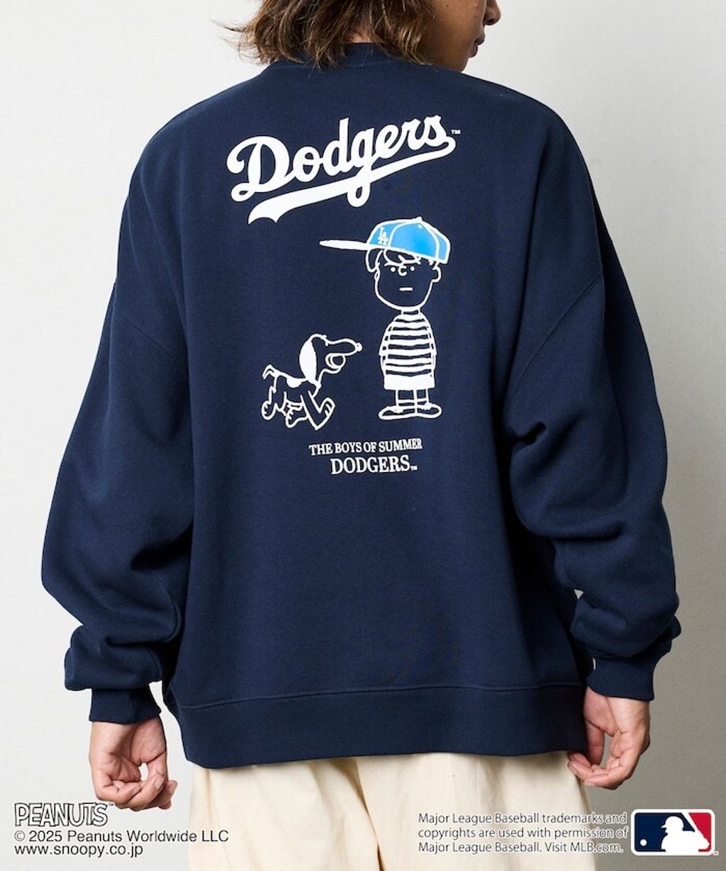 PEANUT × FREAKS STORE x MLB 三方聯名內裡刷毛大學T(道奇隊)_5