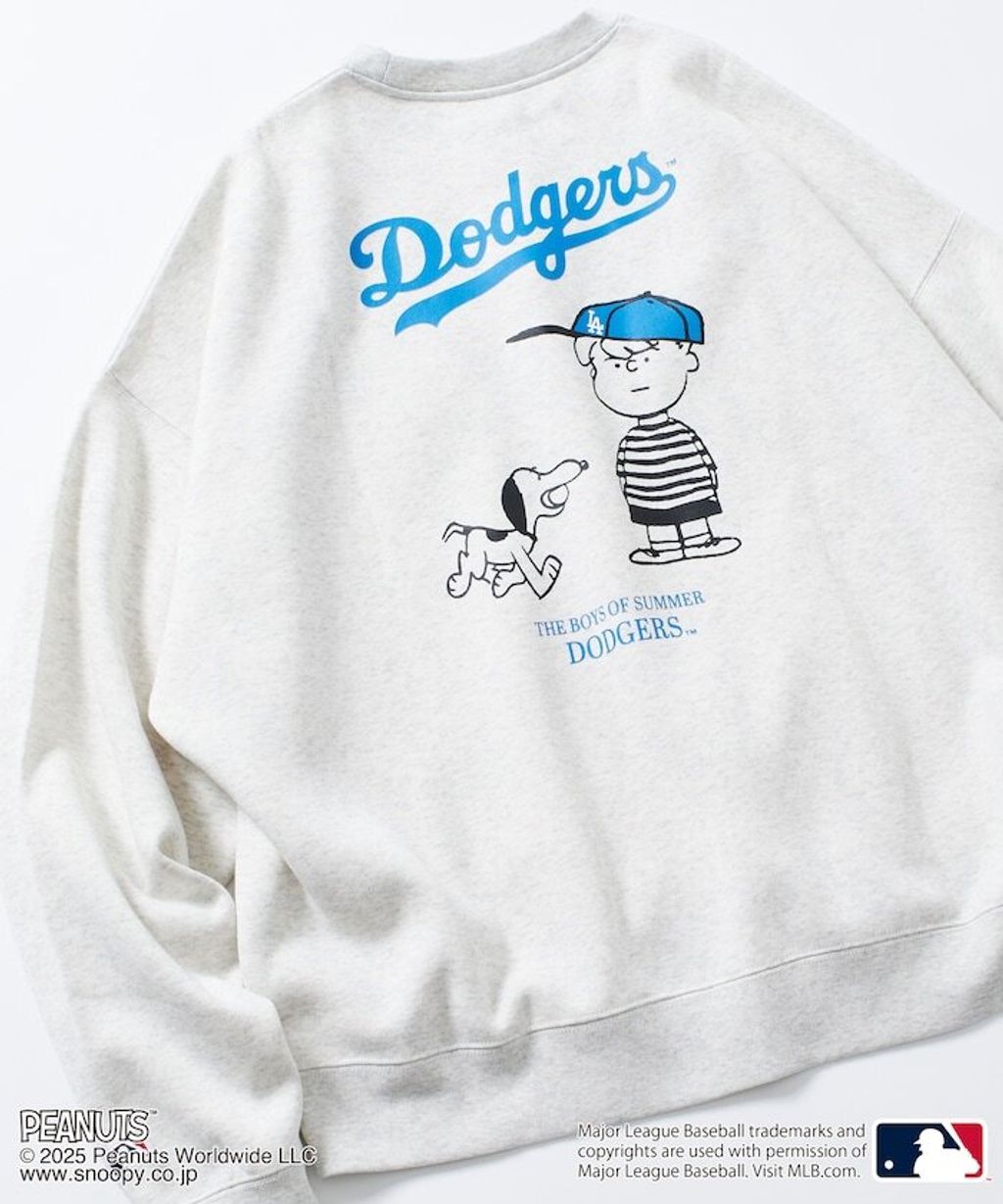 PEANUT × FREAKS STORE x MLB 三方聯名內裡刷毛大學T(道奇隊)_1