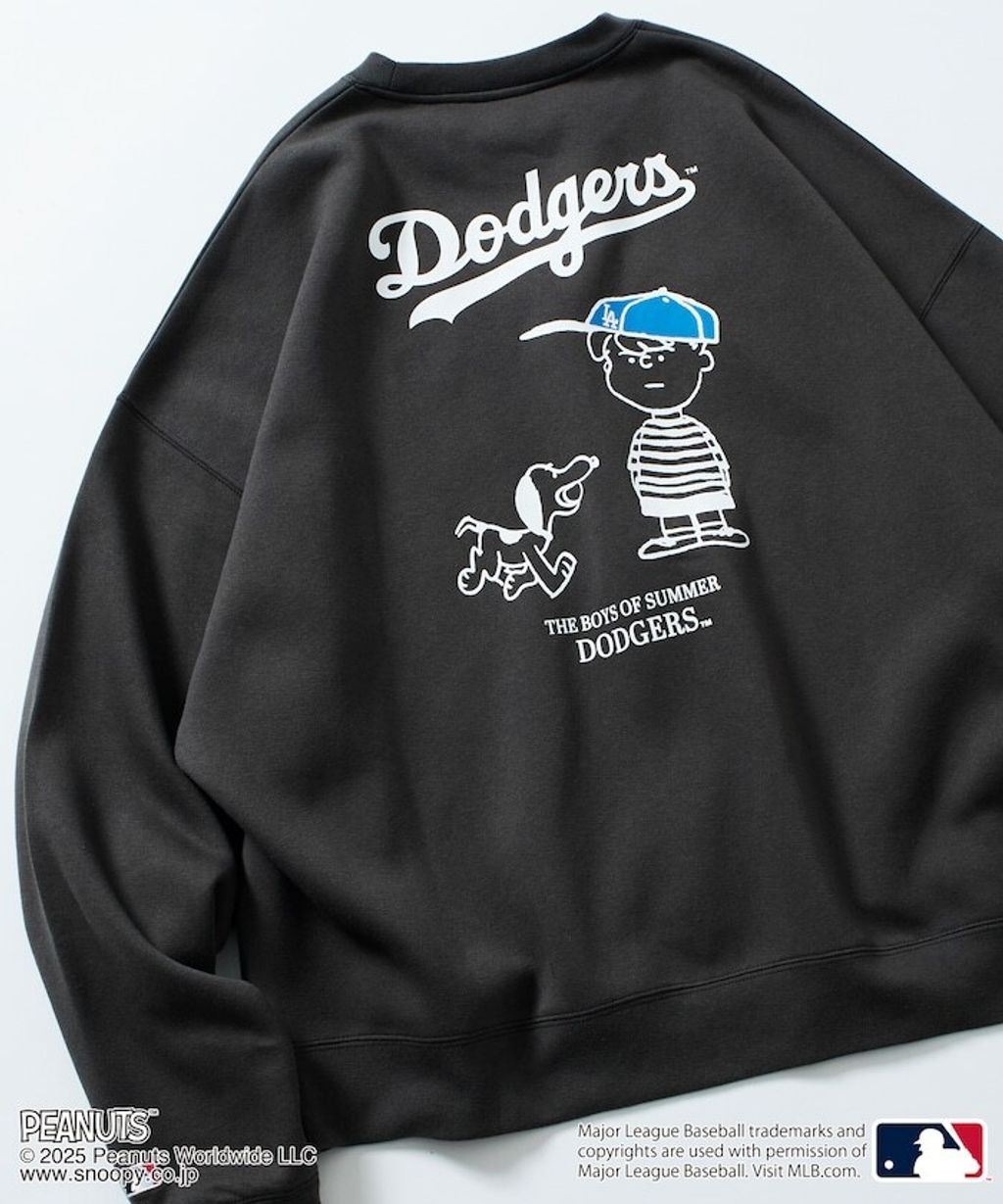 PEANUT × FREAKS STORE x MLB 三方聯名內裡刷毛大學T(道奇隊)_2