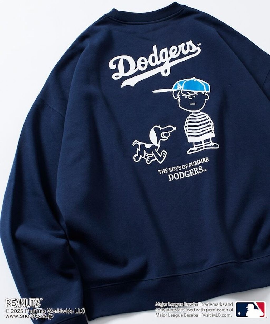 PEANUT × FREAKS STORE x MLB 三方聯名內裡刷毛大學T(道奇隊)_17
