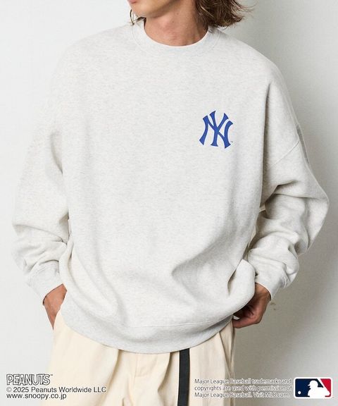PEANUT × FREAKS STORE x MLB 三方聯名內裡刷毛大學T(洋基隊)_7